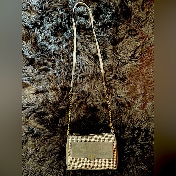 Crossbody Gray Suede‎ and Pattern Fabric - Picture 2 of 7